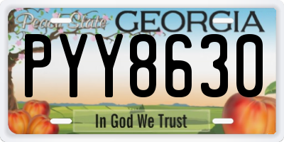 GA license plate PYY8630
