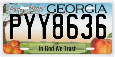 GA license plate PYY8636