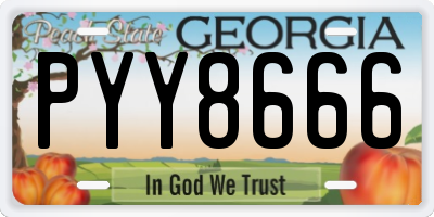 GA license plate PYY8666