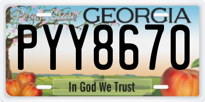 GA license plate PYY8670