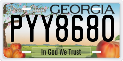 GA license plate PYY8680