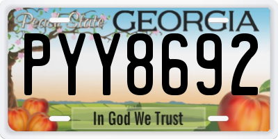 GA license plate PYY8692