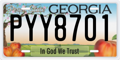 GA license plate PYY8701