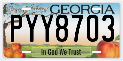 GA license plate PYY8703
