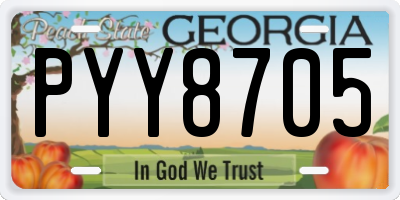 GA license plate PYY8705