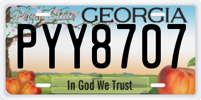 GA license plate PYY8707