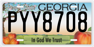 GA license plate PYY8708