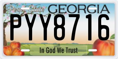 GA license plate PYY8716