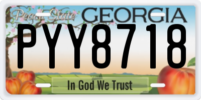 GA license plate PYY8718