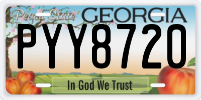 GA license plate PYY8720