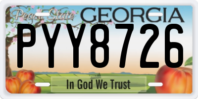 GA license plate PYY8726
