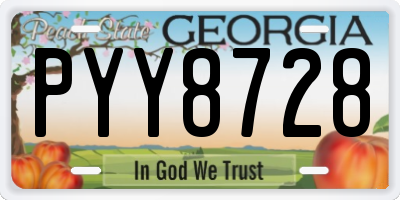 GA license plate PYY8728