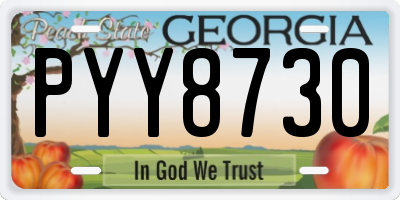 GA license plate PYY8730