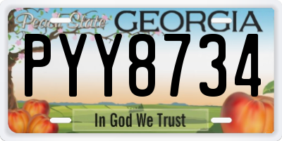 GA license plate PYY8734