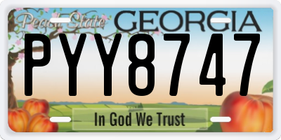GA license plate PYY8747