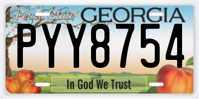 GA license plate PYY8754