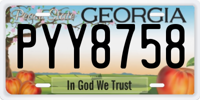 GA license plate PYY8758