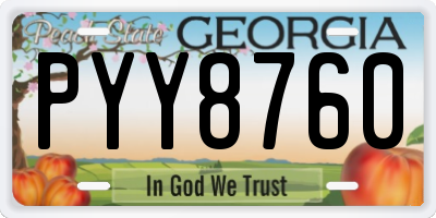 GA license plate PYY8760