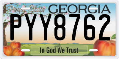 GA license plate PYY8762