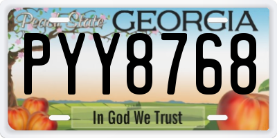 GA license plate PYY8768