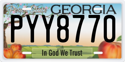 GA license plate PYY8770