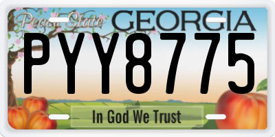 GA license plate PYY8775