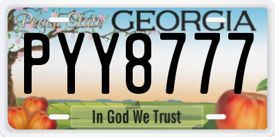 GA license plate PYY8777