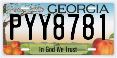 GA license plate PYY8781