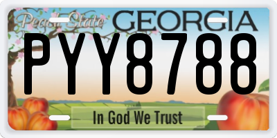 GA license plate PYY8788
