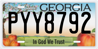 GA license plate PYY8792