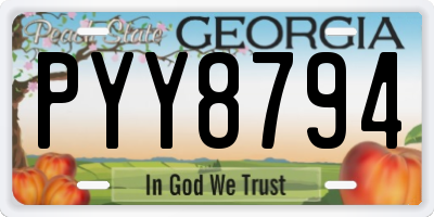 GA license plate PYY8794
