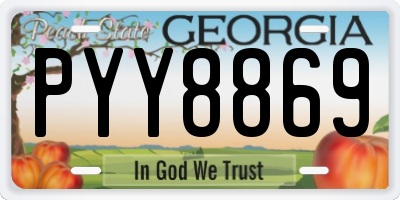 GA license plate PYY8869