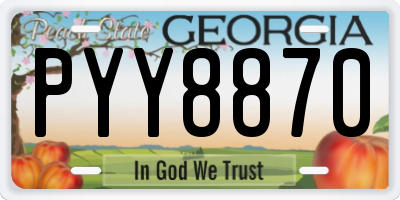 GA license plate PYY8870