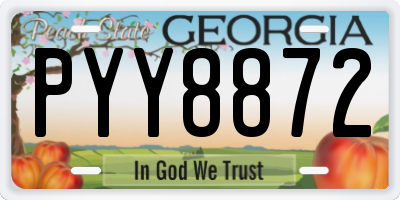 GA license plate PYY8872