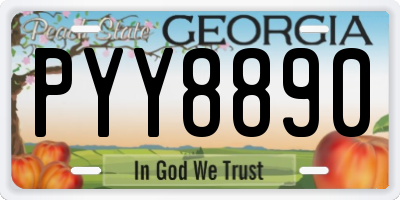GA license plate PYY8890