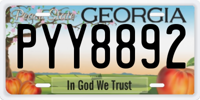 GA license plate PYY8892