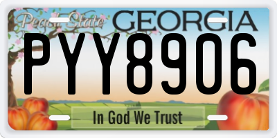 GA license plate PYY8906