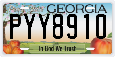 GA license plate PYY8910