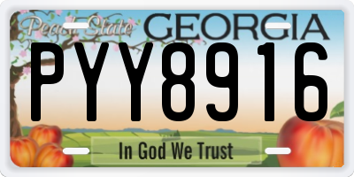 GA license plate PYY8916