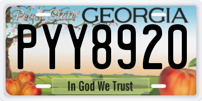 GA license plate PYY8920