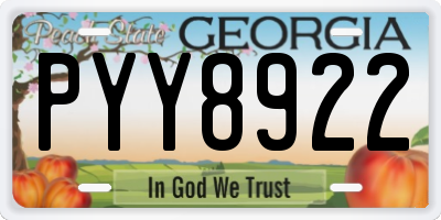 GA license plate PYY8922
