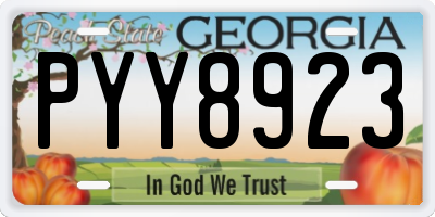GA license plate PYY8923