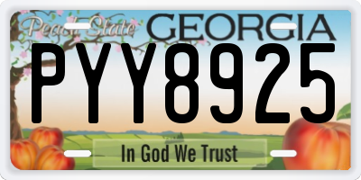 GA license plate PYY8925