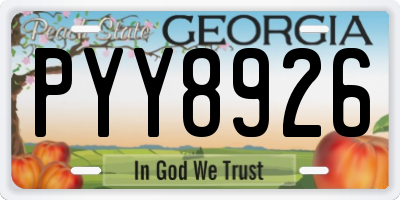 GA license plate PYY8926