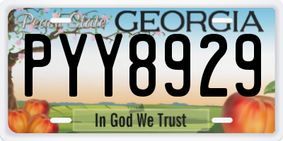 GA license plate PYY8929
