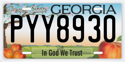 GA license plate PYY8930