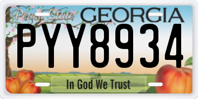 GA license plate PYY8934