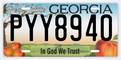GA license plate PYY8940