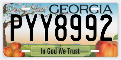 GA license plate PYY8992