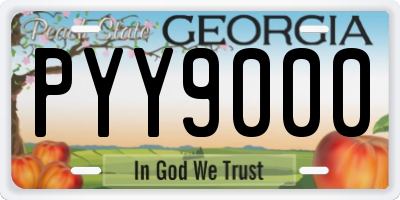 GA license plate PYY9000